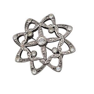 Vintage Liz Claiborne Star Brooch White Rhinestones Openwork Design Signed